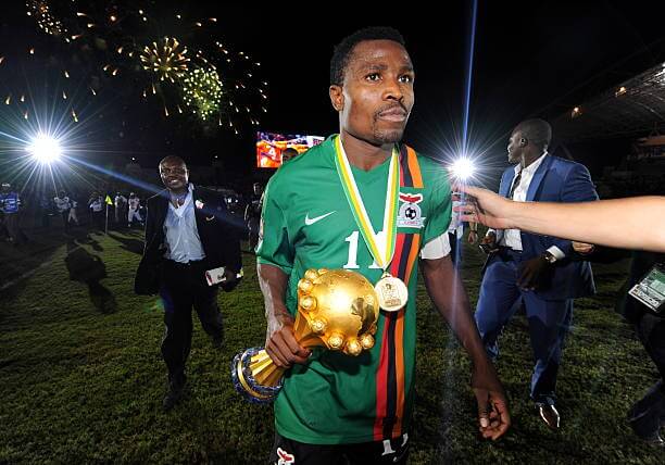 African National Football Teams: Christopher Katongo with the 2012 AFCON trophy.