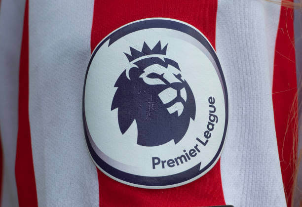 What is top flight football: A detailed view of the Premier League logo before a Premier League match.