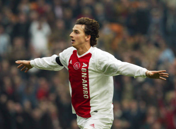 Teams Zlatan Has Played For: Zlatan Ibrahimovic celebrates after scoring for Ajax against Vitesse Arnhem during a league match in Amsterdam on 21 March 2004.