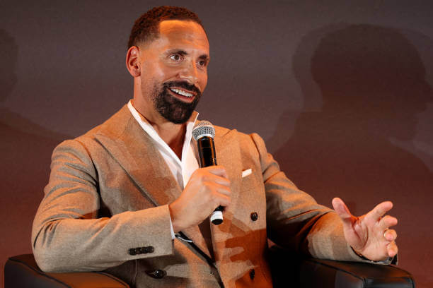 Premier League Hall of Fame: Rio Ferdinand speaks during a Premier League Hall of Fame event on May 03, 2023.