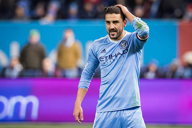 Top 10 Players to have played in the MLS: David Villa in action for NYCFC during an MLS game.