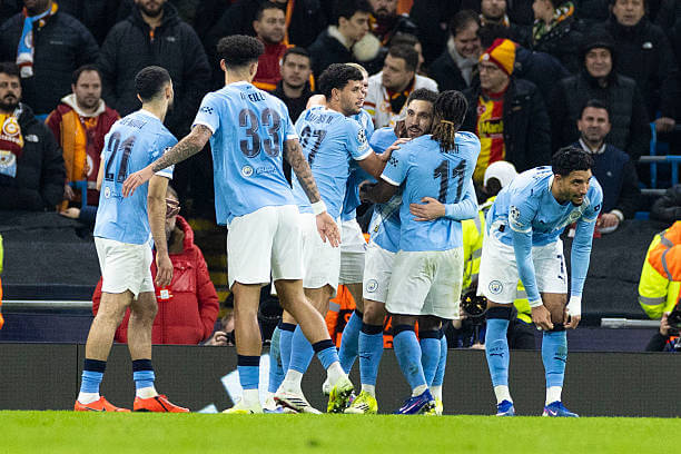Champions League Roundup, Matchday 8: Manchester City players celebrate during the UEFA Champions League League Stage MD8 match between Manchester City and Galatasaray at the Etihad Stadium on January 28, 2026.