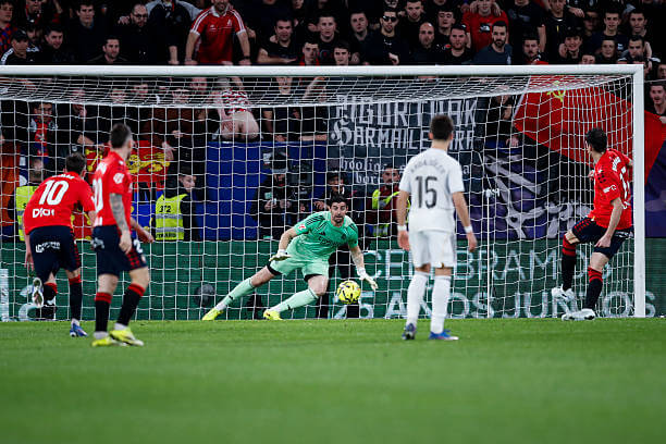 Osasuna vs Real Madrid Review: Ante Budimir scores from the penalty spot during the La Liga match between Osasuna and Real Madrid at El Sadar on February 21, 2026.