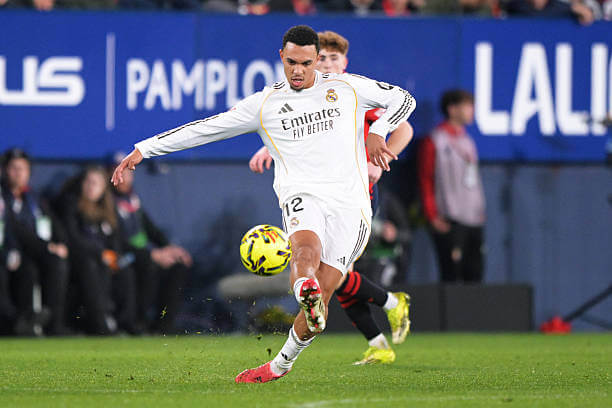 Osasuna vs Real Madrid Review: Trent Alexander Arnold in action during the La Liga match between Osasuna and Real Madrid at El Sadar on February 21, 2026.
