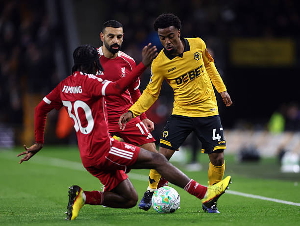 Wolves vs Liverpool Review: Angel Gomes in action during the Premier League match between Wolves and Liverpool at Molineux on March 4, 2026.