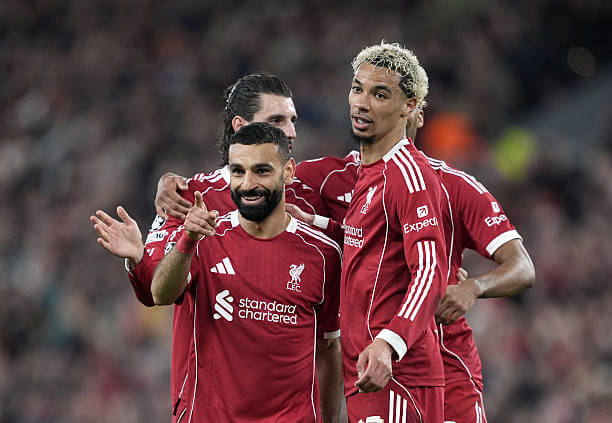 Champions League Roundup, Round of 16: Mohamed Salah celebrates his goal with his teammates during the UEFA Champions League 2025/26 Round of 16 Second Leg match between Liverpool and Galatasaray at Anfield on March 18, 2026.