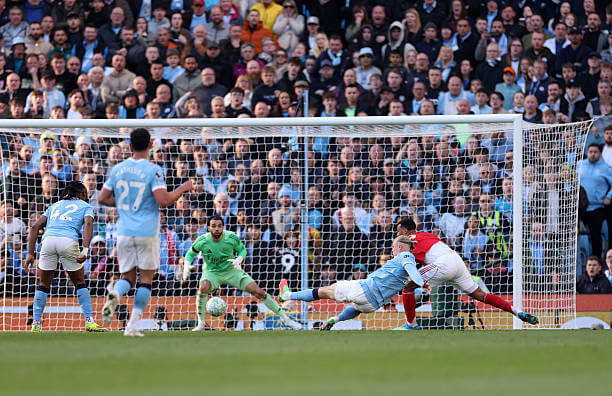 Manchester City vs Arsenal Review: Erling Haaland scores during the Premier League match between Manchester City and Arsenal at the Etihad Stadium on April 19, 2026.