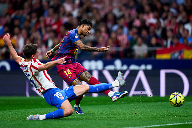 Atletico Madrid vs Barcelona Review: Marcus Rashford scores during the La Liga match between Atletico Madrid and Barcelona at the Metropolitano on April 04, 2026.