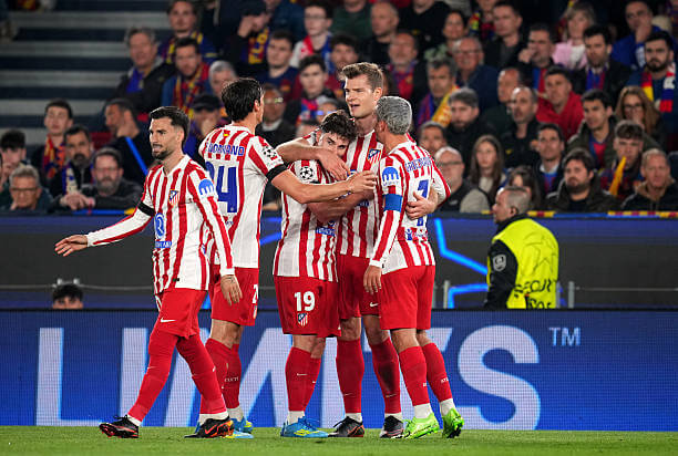 Barcelona vs Atletico Madrid Review: Alexander Sorloth celebrates his goal with his teammates during the UEFA Champions League quarter final first leg match between Barcelona and Atletico Madrid at the Camp Nou on April 8, 2026.