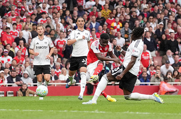 Arsenal vs Fulham Review: Bukayo Saka scores during the Premier League match between Arsenal and Fulham at the Emirates Stadium on May 2, 2026.