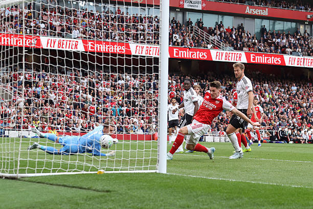 Arsenal vs Fulham Review: Viktor Gyokeres scores his first goal of the game during the Premier League match between Arsenal and Fulham at the Emirates Stadium on May 2, 2026.