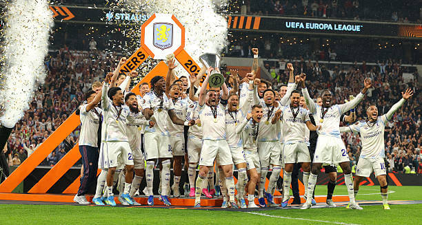 Freiburg vs Aston Villa Review: Aston Villa players celebrate with the Europa League trophy after the UEFA Europa League final between Freiburg and Aston Villa at Besiktas Park on May 20, 2026.