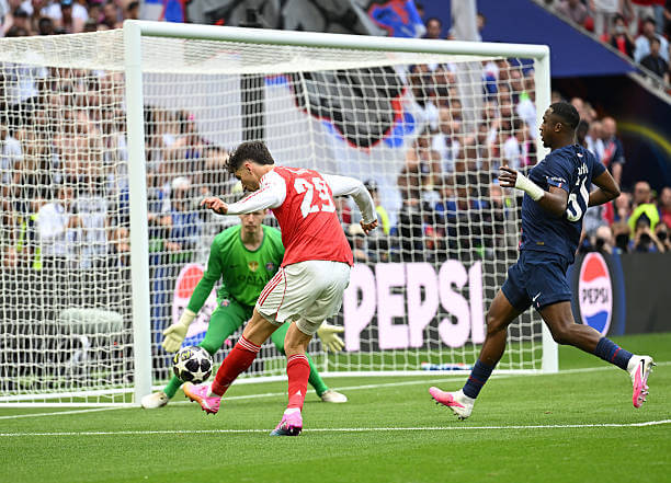 PSG vs Arsenal Review: Kai Havertz scores during the UEFA Champions League Final match between PSG and Arsenal at the Puskas Arena on May 30, 2026.