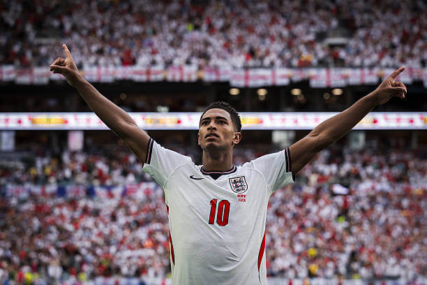 2026 FIFA World Cup Roundup, Quarterfinals: Jude Bellingham celebrates his goal during the FIFA World Cup 2026 Quarter Final match between Norway and England at Miami Stadium on July 11, 2026.