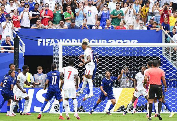 France vs England Review: Ezri Konsa scores during the FIFA World Cup 2026 Bronze Final between France and England at Miami Stadium on July 18, 2026.