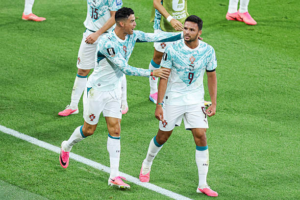 2026 FIFA World Cup Roundup, Round of 32: Goncalo Ramos celebrates his goal with Cristiano Ronaldo during the FIFA World Cup 2026 round of 32 match between Portugal and Croatia at Toronto Stadium on July 2, 2026.