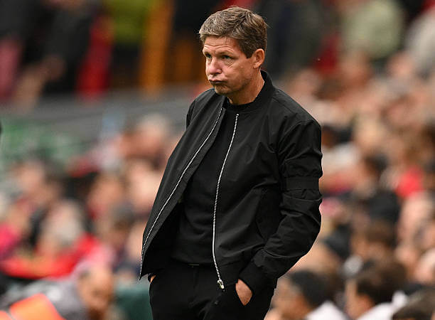 Liverpool vs Nottingham Forest Review: Oliver Glasner reacts during the Premier League match between Liverpool and Nottingham Forest at Anfield on August 29, 2026.