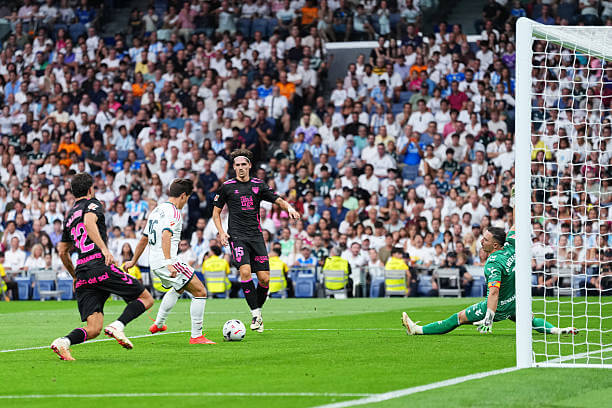 Real Madrid vs Malaga Review: Arda Guler scores during the LaLiga 2026/27 match between Real Madrid and Malaga at the Estadio Santiago Bernabeu on August 30, 2026.