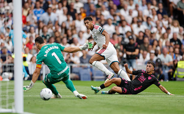 Real Madrid vs Malaga Review: Jude Bellingham scores during the LaLiga 2026/27 match between Real Madrid and Malaga at the Estadio Santiago Bernabeu on August 30, 2026.