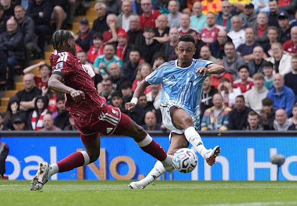 Liverpool vs Nottingham Forest Review: Dan Ndoye scores during the Premier League match between Liverpool and Nottingham Forest at Anfield on August 29, 2026.