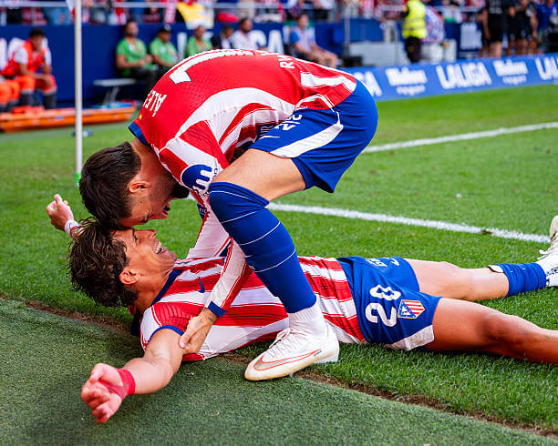 La Liga Roundup, Matchday 2: Giuliano Simeone and Alex Baena celebrate during the LaLiga match between Atletico Madrid and Villarreal at Riyadh Air Metropolitano on August 23, 2026.