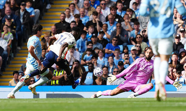 Manchester City vs Coventry Review: Taiwo Awoniyi shoots wide during the Premier League match between Manchester City and Coventry City at Etihad Stadium on September 5, 2026.