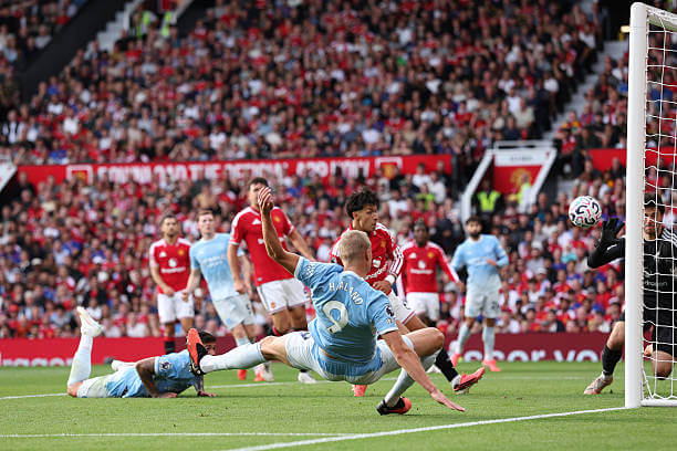 Manchester United vs Manchester City Review: Erling Haaland scores during the Premier League 2026/27 match between Manchester United and Manchester City at Old Trafford on September 13, 2026.