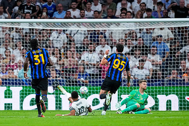 Real Madrid vs Inter Review: Kylian Mbappe scores during the UEFA Champions League 2026/27 League Phase MD1 match between Real Madrid and Inter at the Berabeu on September 08, 2026.