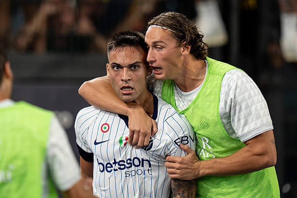 Roma vs Inter Review: Lautaro Martinez celebrates his second goal during the Serie A match between AS Roma and Inter at the Stadio Olimpico on September 19, 2026.