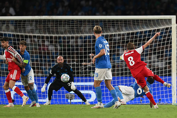 Napoli vs Arsenal Review: Martin Odegaard scores during the UEFA Champions League 2026/27 League Phase MD1 match between Napoli and Arsenal at Stadio Diego Armando Maradona on September 09, 2026.