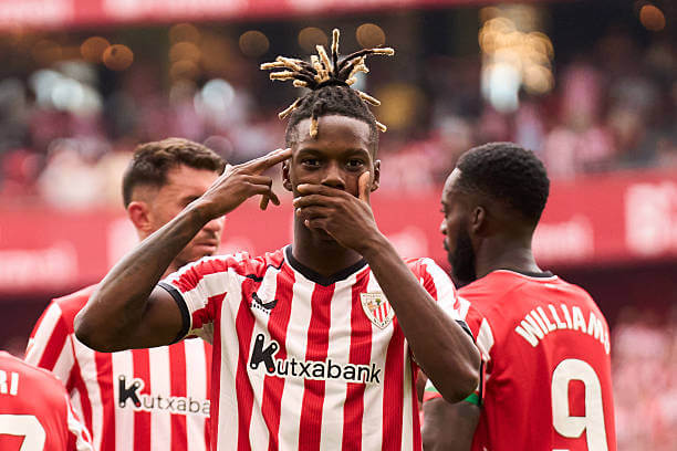 La Liga Roundup, Matchday 4: Nico Williams celebrates his goal during the LaLiga 2026/27 match between Athletic Bilbao and Atletico Madrid at Estadio de San Mames on September 05, 2026.