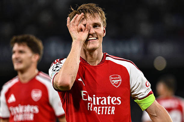Napoli vs Arsenal Review: Martin Odegaard celebrates his goal during the UEFA Champions League 2026/27 League Phase MD1 match between Napoli and Arsenal at Stadio Diego Armando Maradona on September 09, 2026.