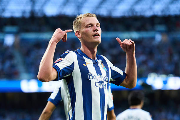 La Liga Roundup, Matchday 3: Orri Oskarsson celebrates his goal during the LaLiga 2026/27 match between Real Sociedad and Espanyol at Estadio Anoeta on August 29, 2026.