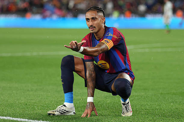 Barcelona vs Racing Santander Review: Raphinha celebrates his goal during the LaLiga 2026/27 match between Barcelona and Racing Santander at the Camp Nou on September 16, 2026.
