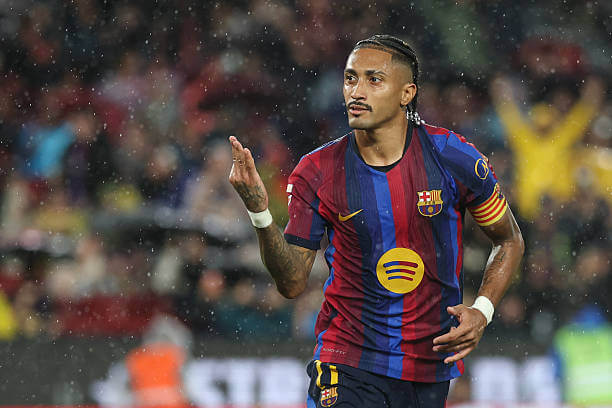 Barcelona vs Racing Santander Review: Raphinha celebrates his third goal during the LaLiga 2026/27 match between Barcelona and Racing Santander at the Camp Nou on September 16, 2026.