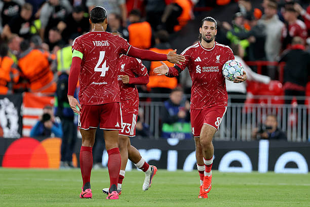 Liverpool vs Atletico Madrid Review: Virgil van Dijk and Dominik Szoboszlai celebrate during the UEFA Champions League 2026/27 League Phase MD1 match between Liverpool and Atletico Madrid at Anfield on September 9, 2026.