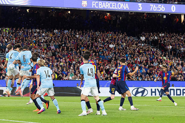 Barcelona vs Feyenoord Review: Lamine Yamal scores during the UEFA Champions League 2026/27 League Phase MD1 match between Barcelona and Feyenoord at Camp Nou on September 09, 2026.