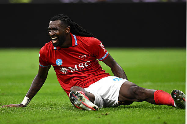 Inter vs Napoli Review: Frank Anguissa reacts with disappointment after a missed chance during the Serie A match between Inter and Napoli at the Giuseppe Meazza on September 5, 2026.
