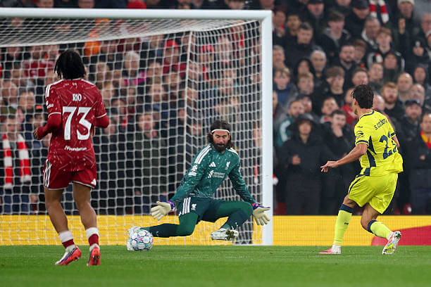 Liverpool vs Villarreal Review: Sergi Cardona scores during the UEFA Champions League 2026/27 League Phase MD3 match between Liverpool and Villarreal at Anfield on October 20, 2026.