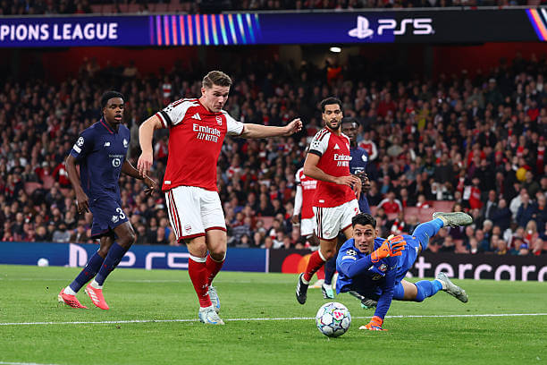 Arsenal vs Lille Review: Berke Ozer saves an attempt from Viktor Gyokeres during the UEFA Champions League 2026/27 League Phase MD2 match between Arsenal and Lille at the Emirates Stadium on October 13, 2026.