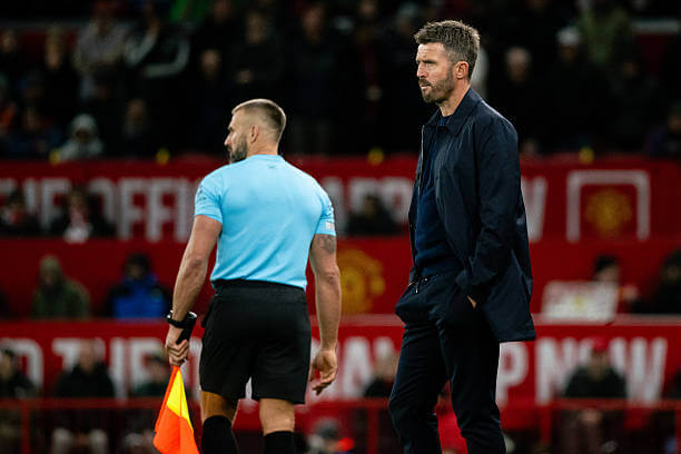 Manchester United vs Tottenham Review: Michael Carrick looks on during the Premier League 2026/27 match between Manchester United and Tottenham at Old Trafford on October 10, 2026.