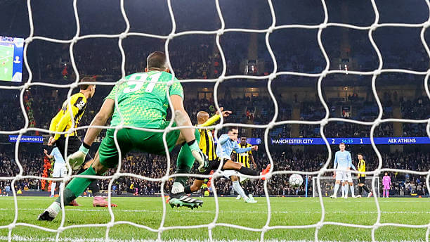 Manchester City vs AEK Athens Review: Rayan Cherki scores during the UEFA Champions League 2026/27 League Phase MD3 match between Manchester City and AEK Athens at the Etihad Stadium on October 20, 2026.