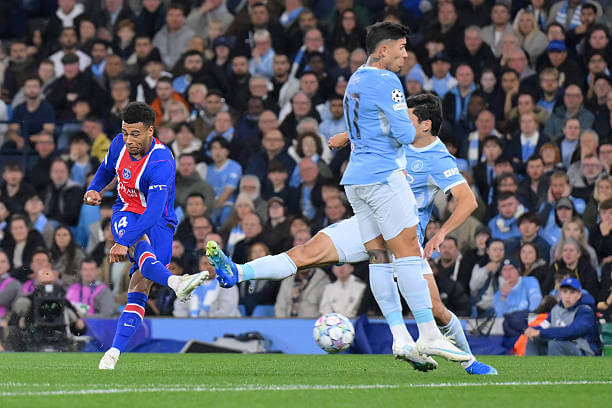 Manchester City vs PSG Review: Desire Doue scores during the UEFA Champions League 2026/27 League Phase MD2 match between Manchester City and Paris Saint-Germain at the Etihad Stadium on October 14, 2026.