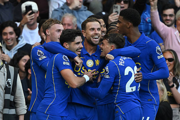 Chelsea vs Bournemouth Review: Jordan Henderson celebrates with his teammates after scoring his second goal of the game during the Premier League 2026/27 match between Chelsea and Bournemouth at Stamford Bridge on October 10, 2026.
