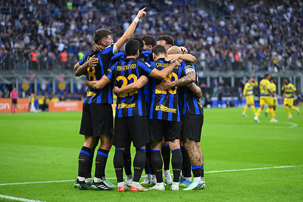 Serie A Roundup, Matchday 6: Hakan Calhanoglu celebrates his goal with his teammates during the Serie A match between Inte and Parma at Stadio Giuseppe Meazza on October 10, 2026.