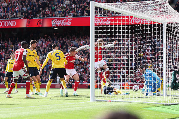 Arsenal vs Leeds Review: Martin Odegaard shoots straight into the hands of James Trafford during the Premier League 2026/27 match between Arsenal and Leeds at the Emirates Stadium on October 10, 2026.