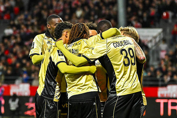 Ligue 1 Roundup, Matchday 8: Nice players celebrate during the Ligue 1 match between Brest and Nice at Stade Francis-Le Ble on October 23, 2026.