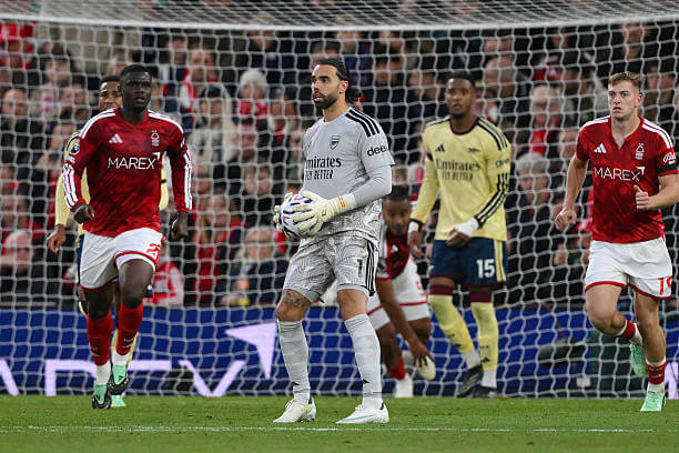 Nottingham Forest vs Arsenal Review: David Raya in action during the Premier League 2026/27 match between Nottingham Forest and Arsenal at City Ground on October 18, 2026.