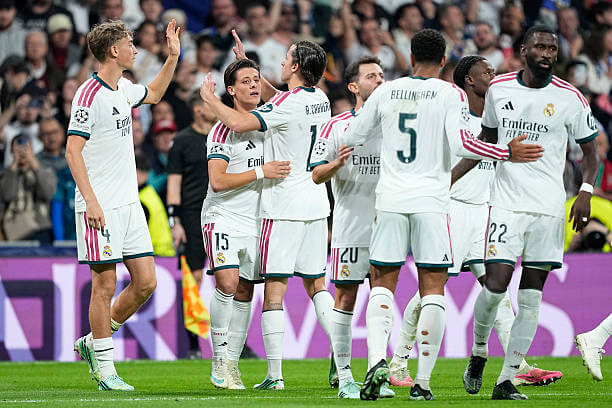 Real Madrid vs RB Leipzig Review: Real Madrid players celebrate during the UEFA Champions League 2026/27 League Phase MD3 match between Real Madrid and RB Leipzig at the Santiago Bernabeu on October 21, 2026.