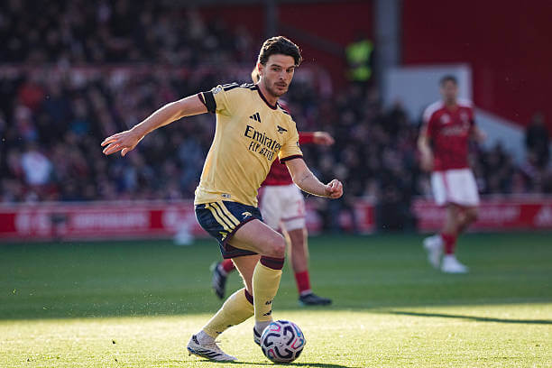 Nottingham Forest vs Arsenal Review: Declan Rice in action during the Premier League 2026/27 match between Nottingham Forest and Arsenal at City Ground on October 18, 2026.